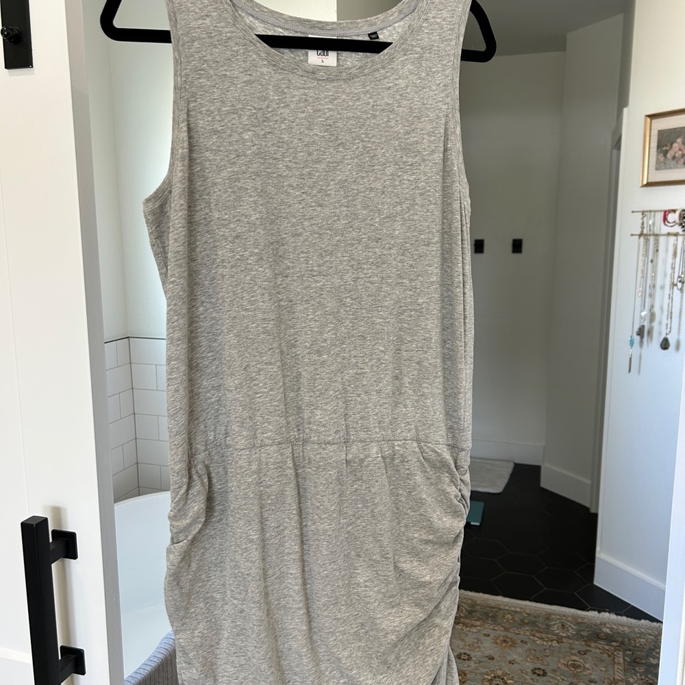 CAbi Light Gray Sleeveless Midi Dress